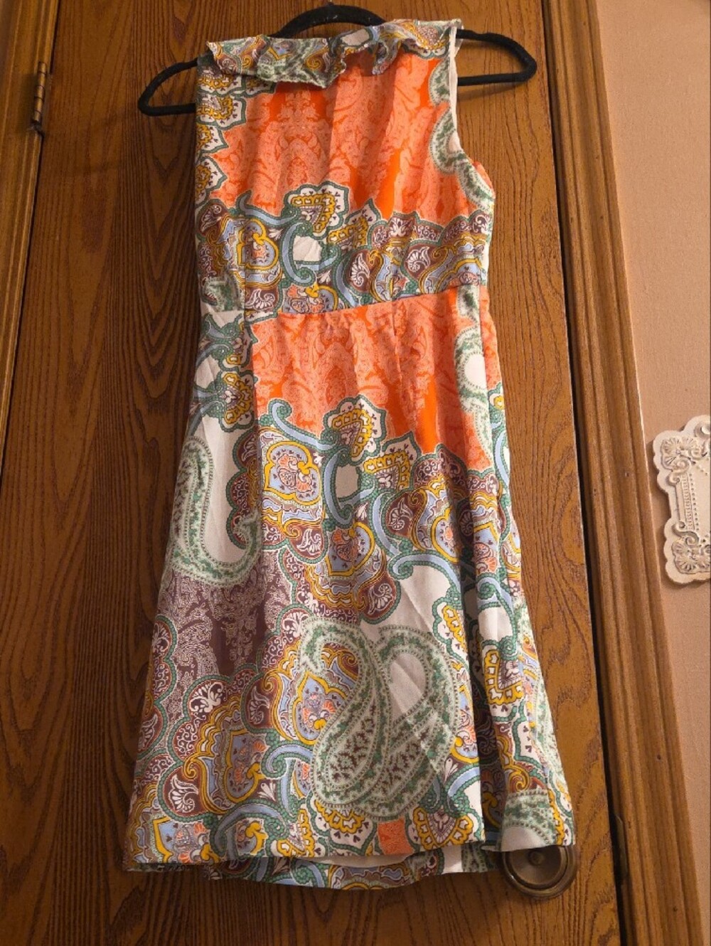 Tommy Hilfiger Orange, Green & Cream Paisley Wrap Midi Dress - Picture 4 of 7